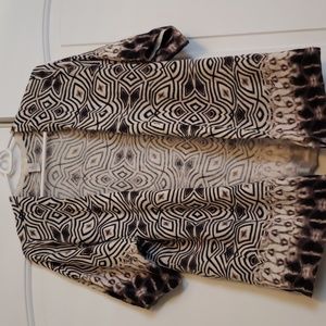 Chicos sz 2 multi print short sleeve open front sweater